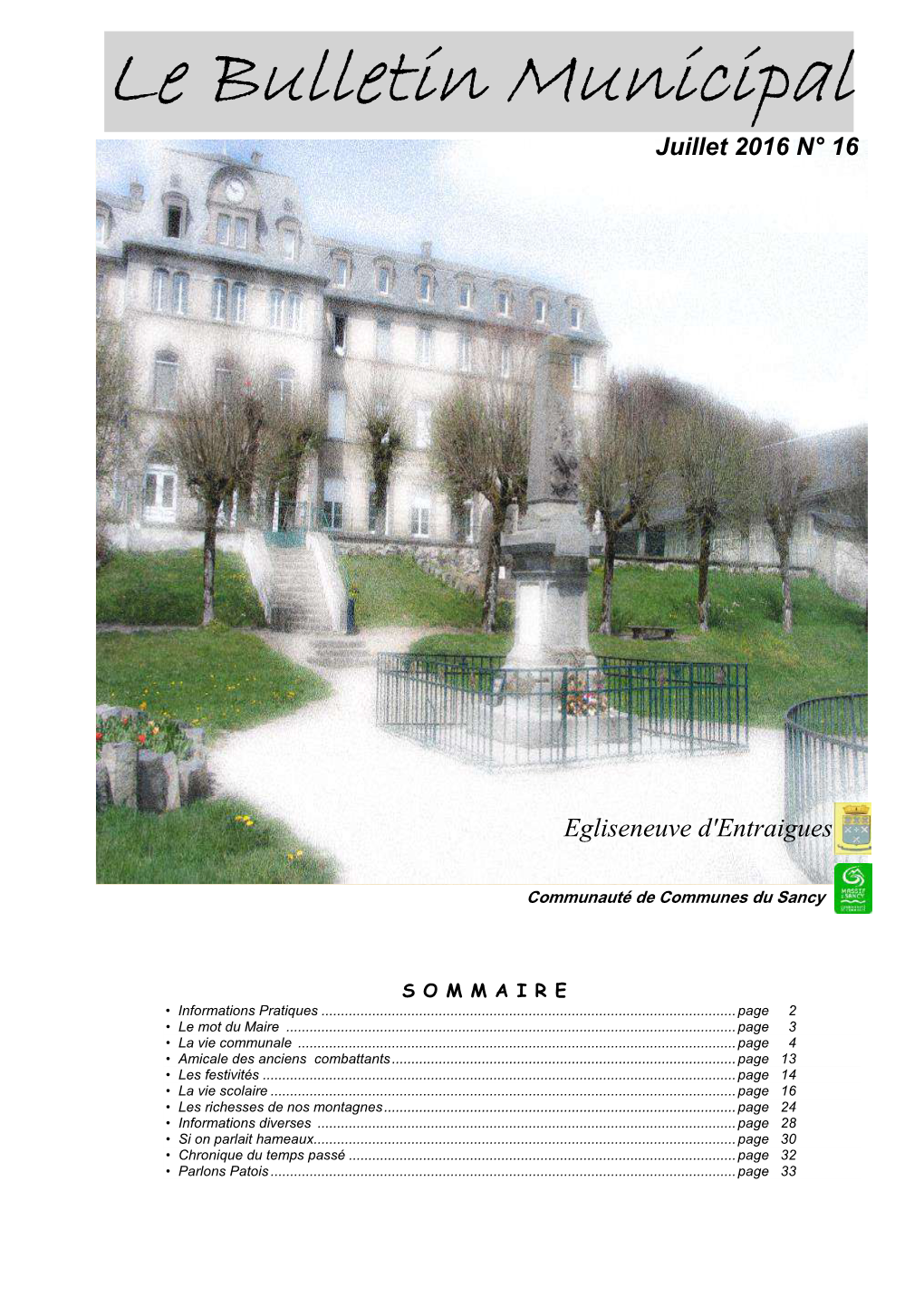 Le Bulletin Municipal Juillet 2016 N° 16