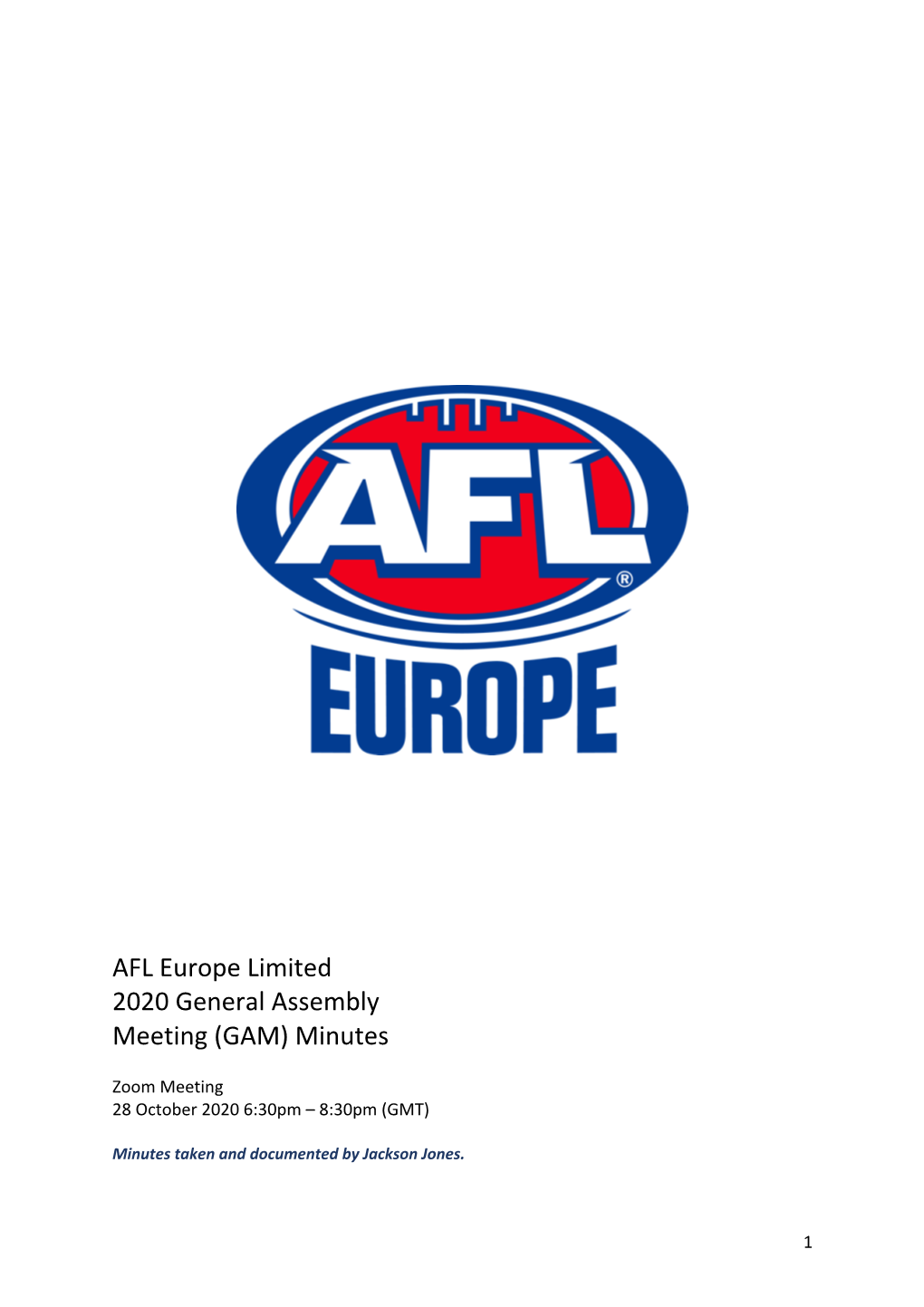 AFL Europe Limited 2020 General Assembly Meeting (GAM) Minutes