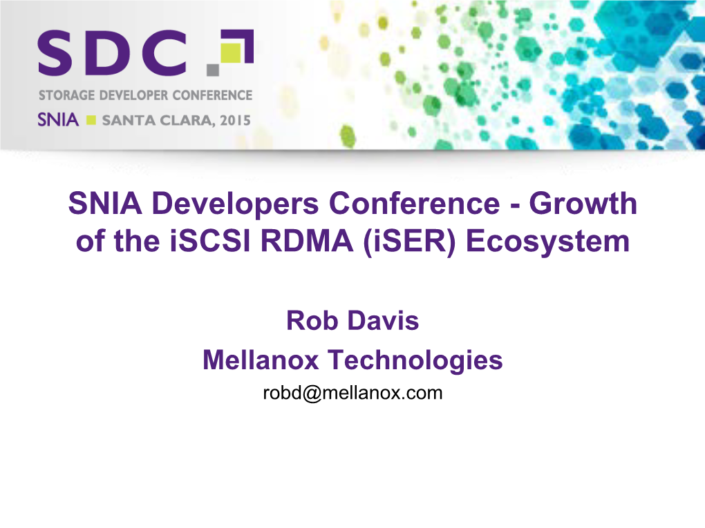 Growth of the Iscsi RDMA (Iser) Ecosystem
