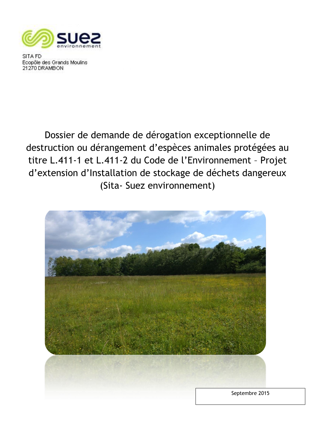 Dossier De Demande De Dérogation Exceptionnelle De Destruction Ou