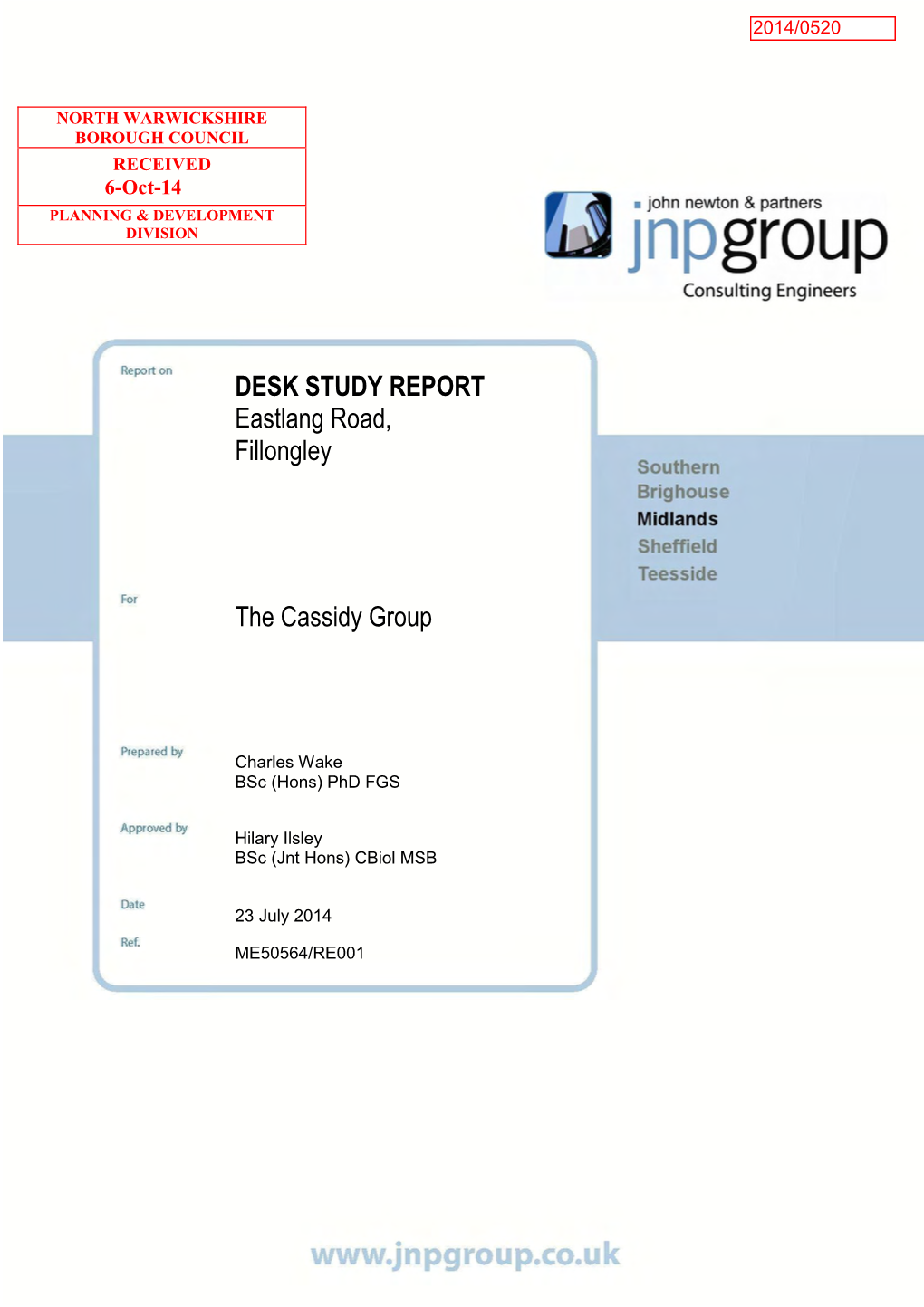 DESK STUDY REPORT Eastlang Road, Fillongley the Cassidy Group