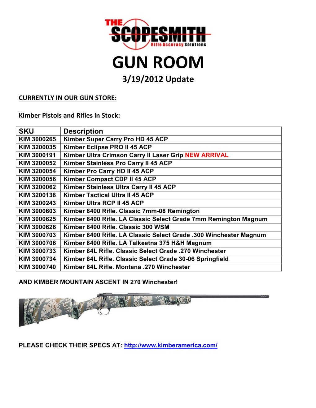 GUN ROOM 3/19/2012 Update