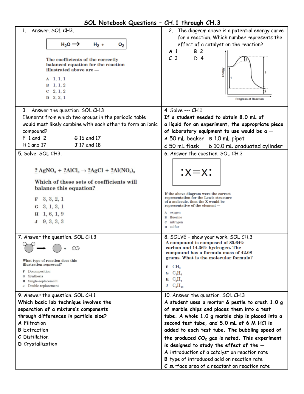 SOL Notebook Questions CH.1 Through CH.3