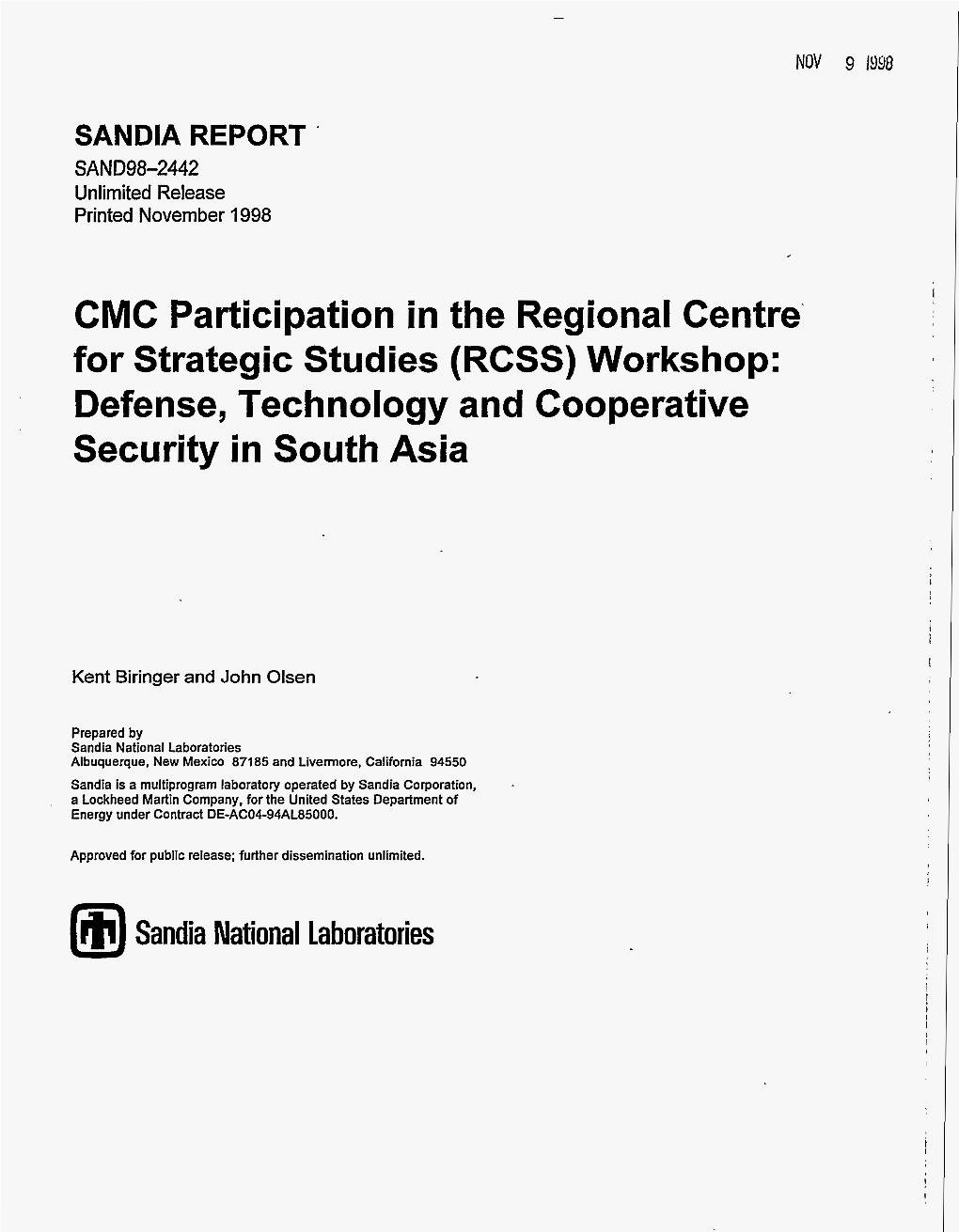 CMC Participation in the Regional Centre' Defense, Technology And