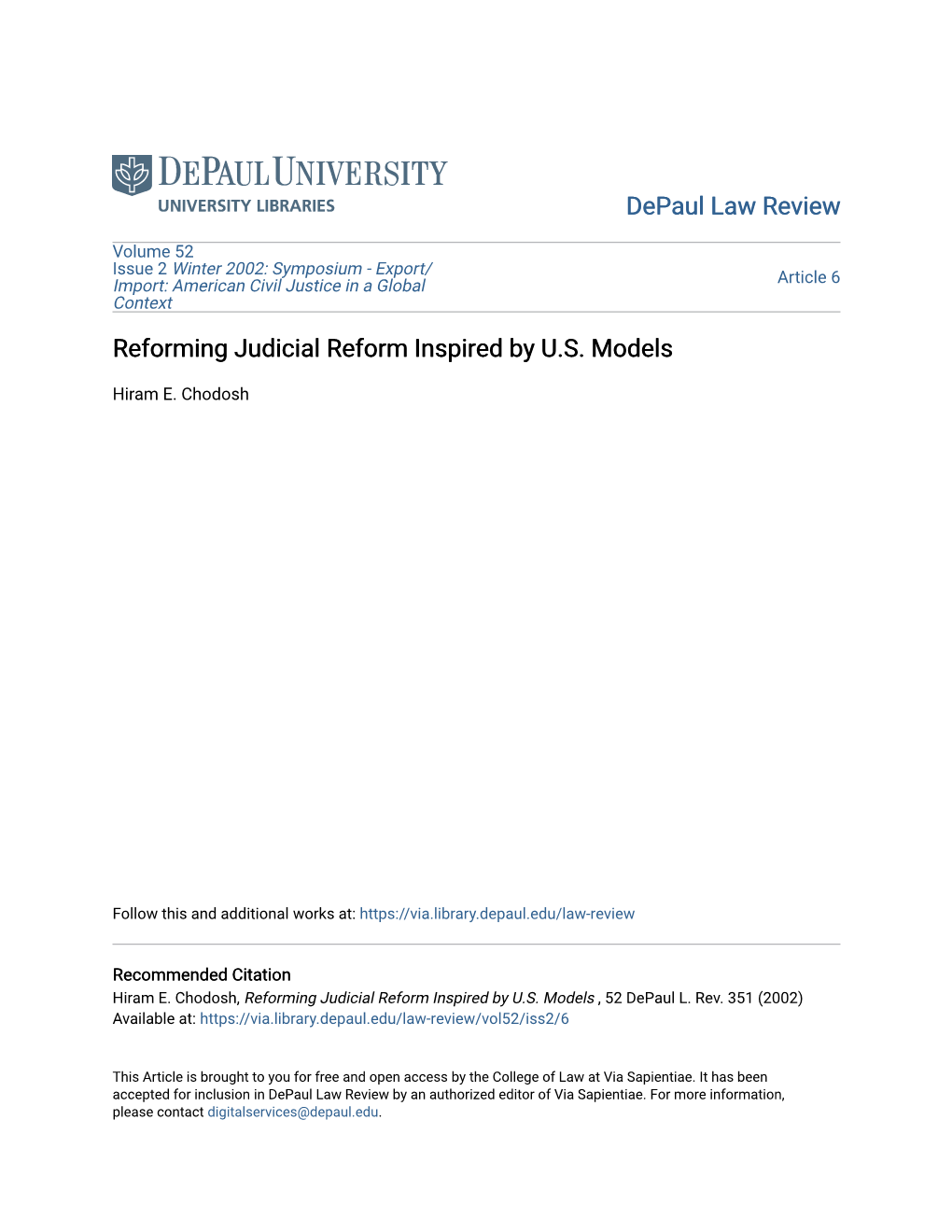 Reforming Judicial Reform Inspired by U.S. Models
