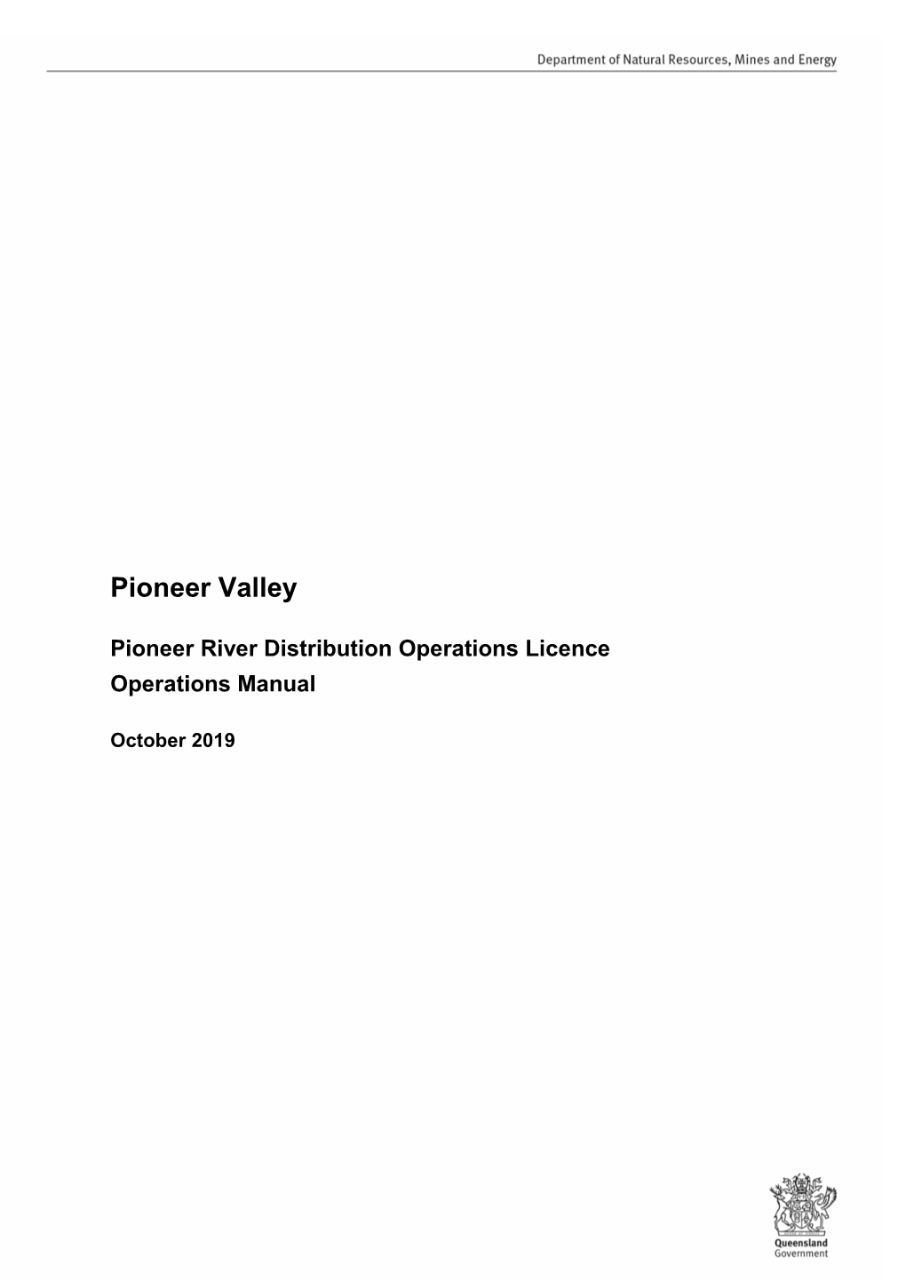 Pioneer River Distribution Operations Licence Operations Manual
