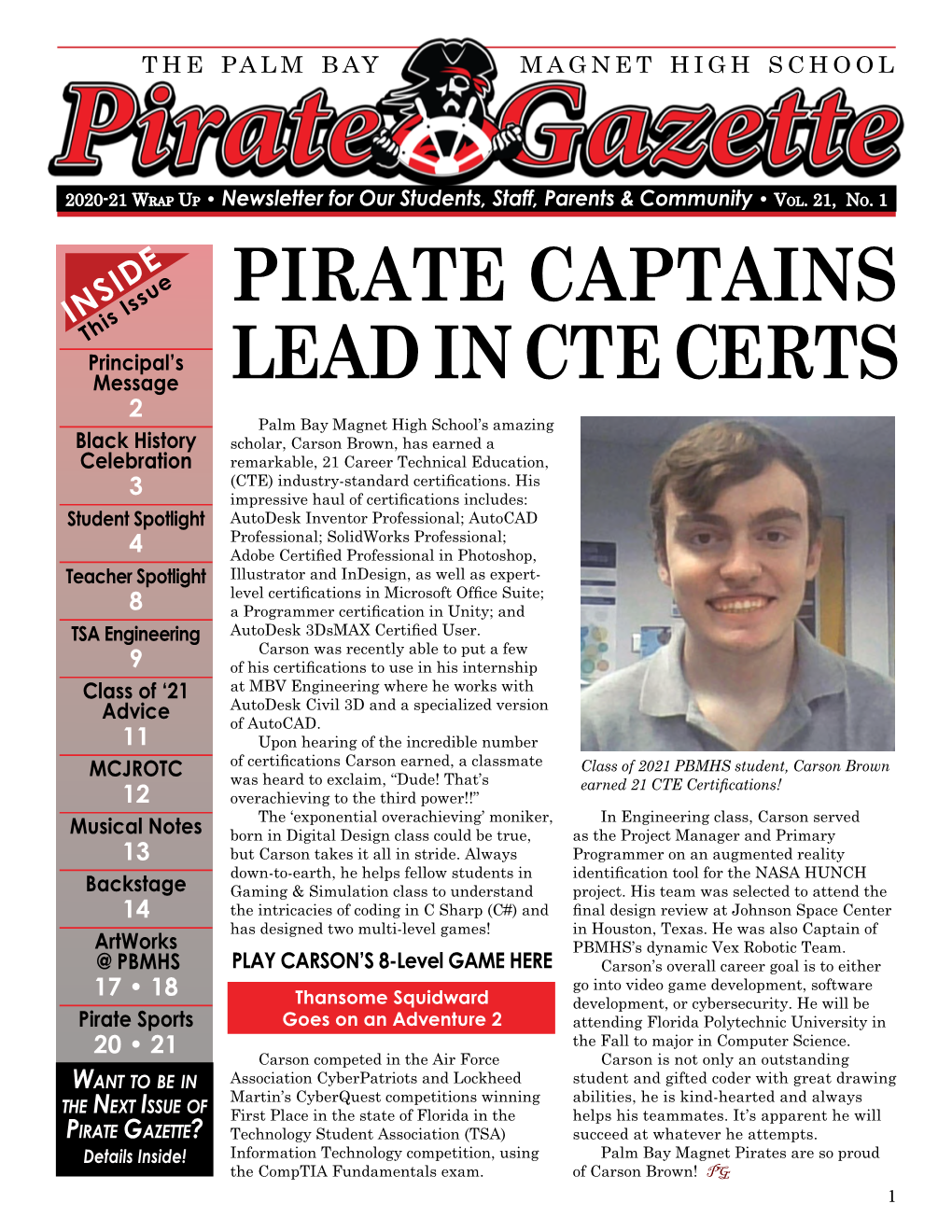 Pirate Captains Lead in Cte Certs