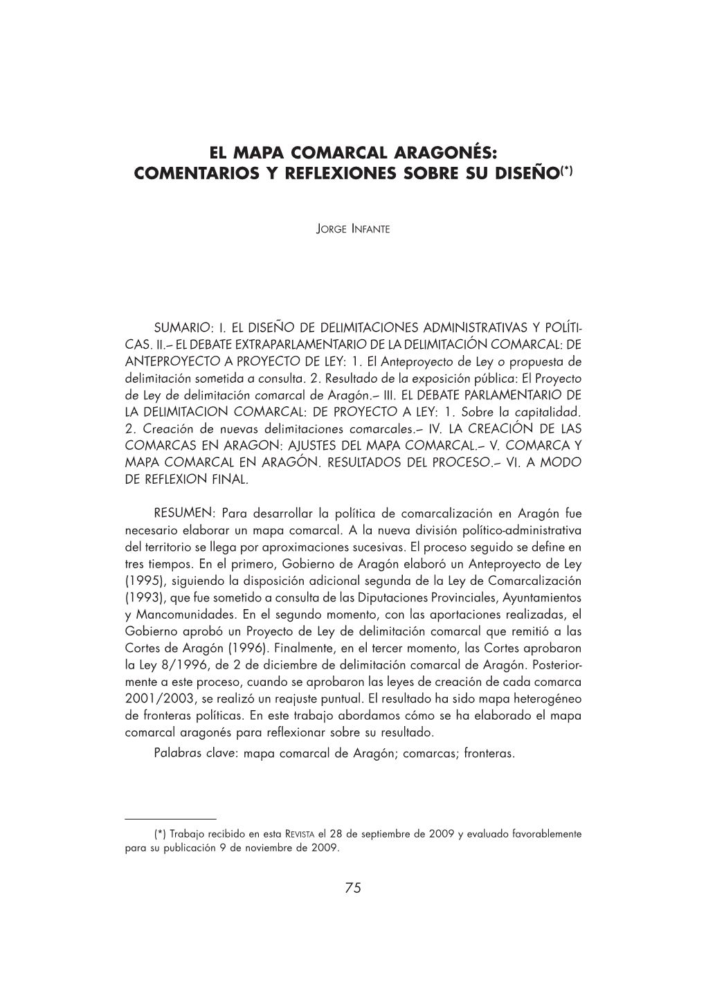 El Mapa Comarcal Aragonés: Comentarios Y Reflexiones Sobre Su Diseño(*)