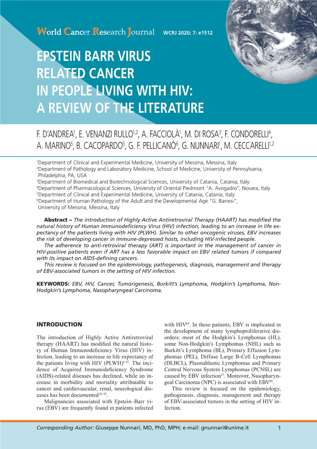 Epstein Barr Virus Related Cancer in People Living with Hiv: a Review of the Literature