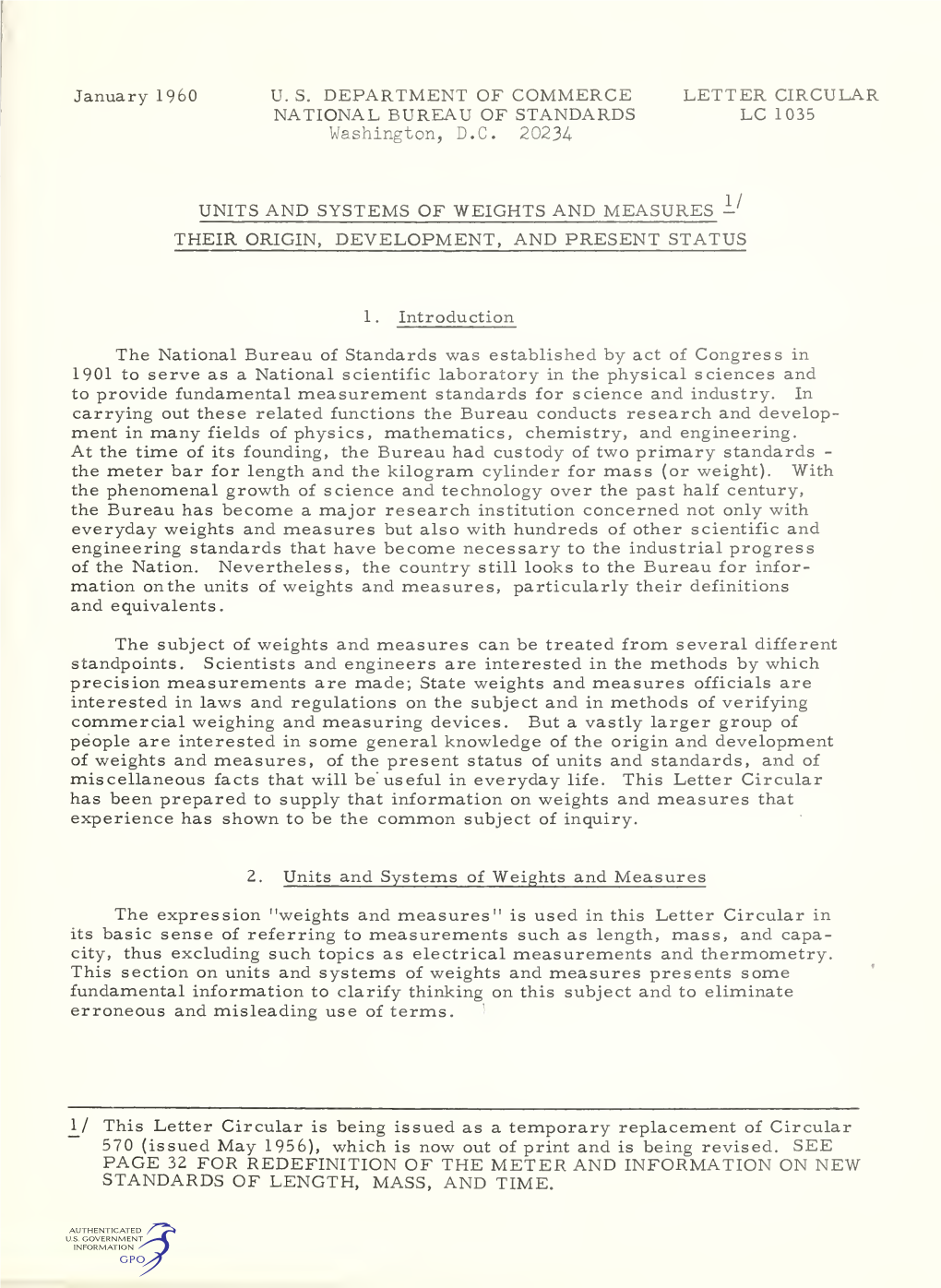 Units and Systems of Weights and Measures Their Origin, Development