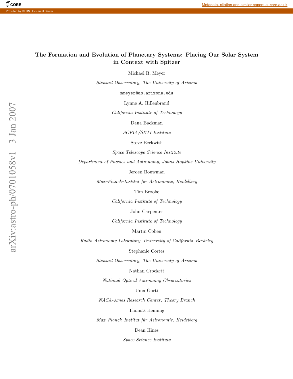 Arxiv:Astro-Ph/0701058V1 3 Jan 2007