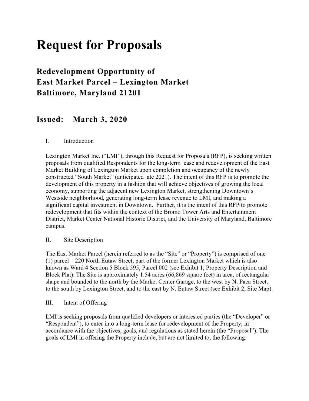 Request for Proposals