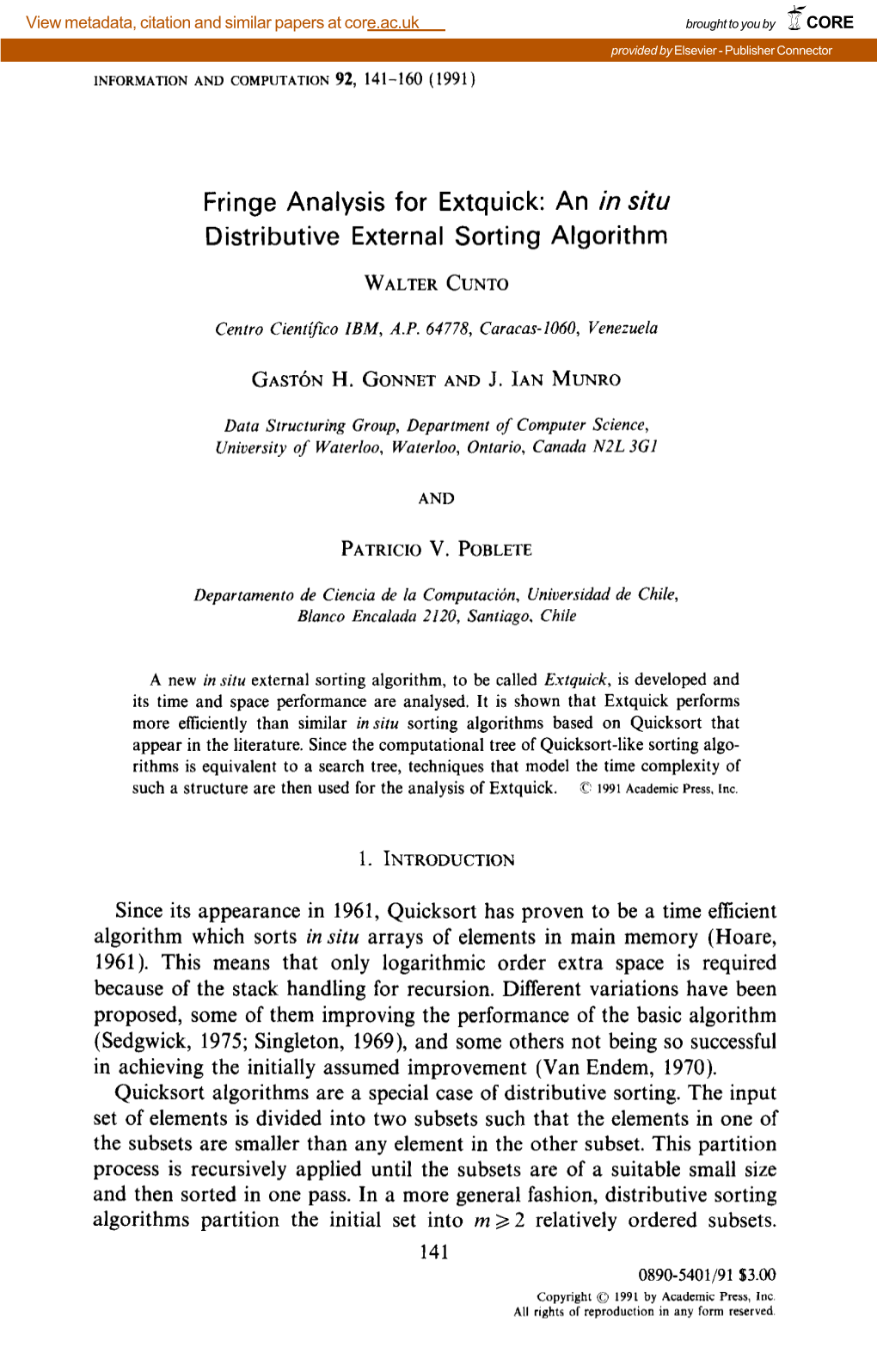 An in Situ Distributive External Sorting Algorithm