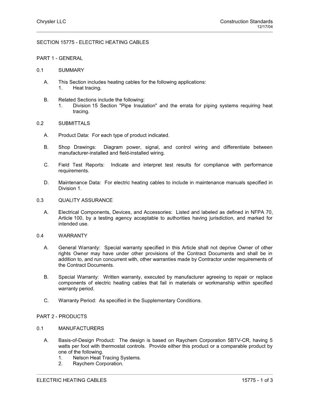 Chrysler LLC Construction Standards s10