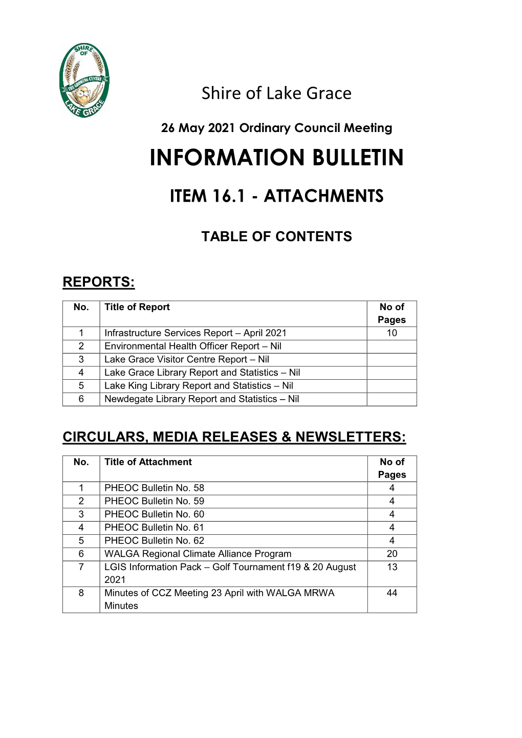 Information Bulletin 26 May 2021