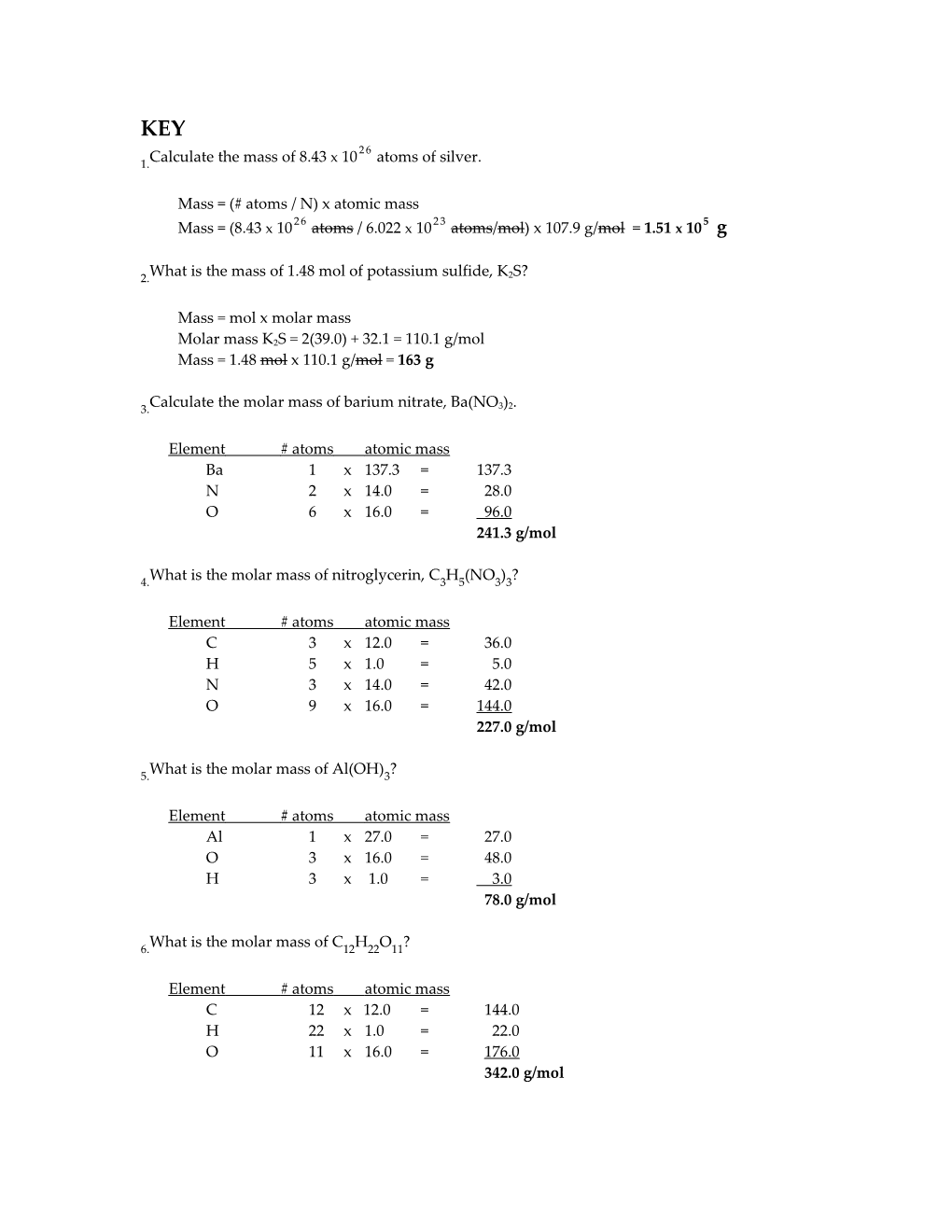 Calculate the Mass of 8