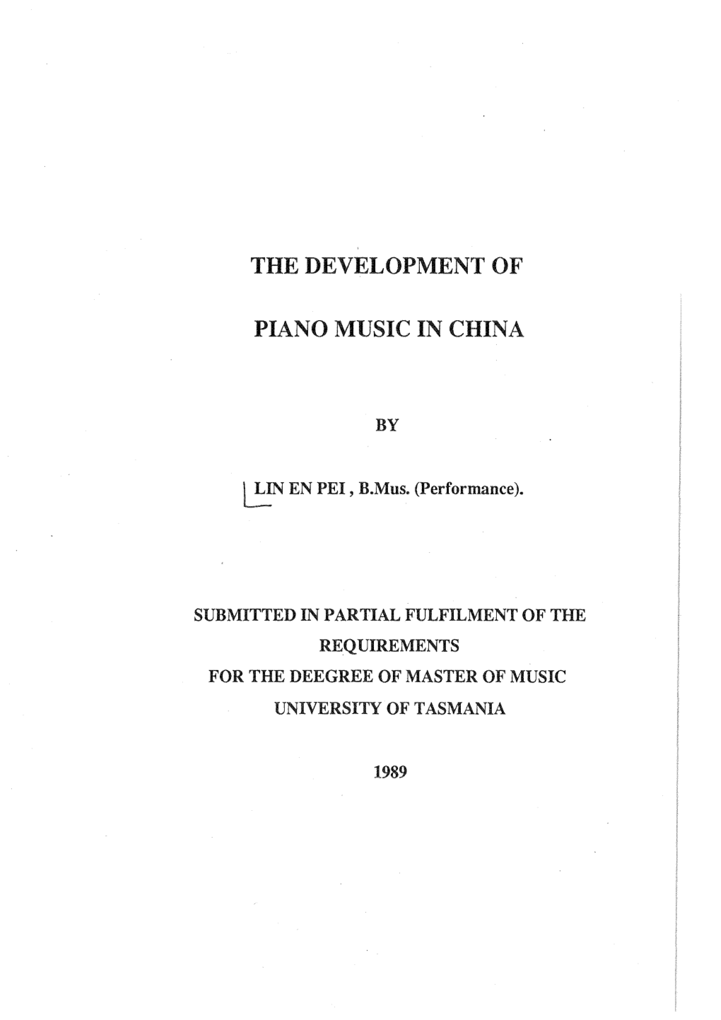 The Development of Piano Music in China