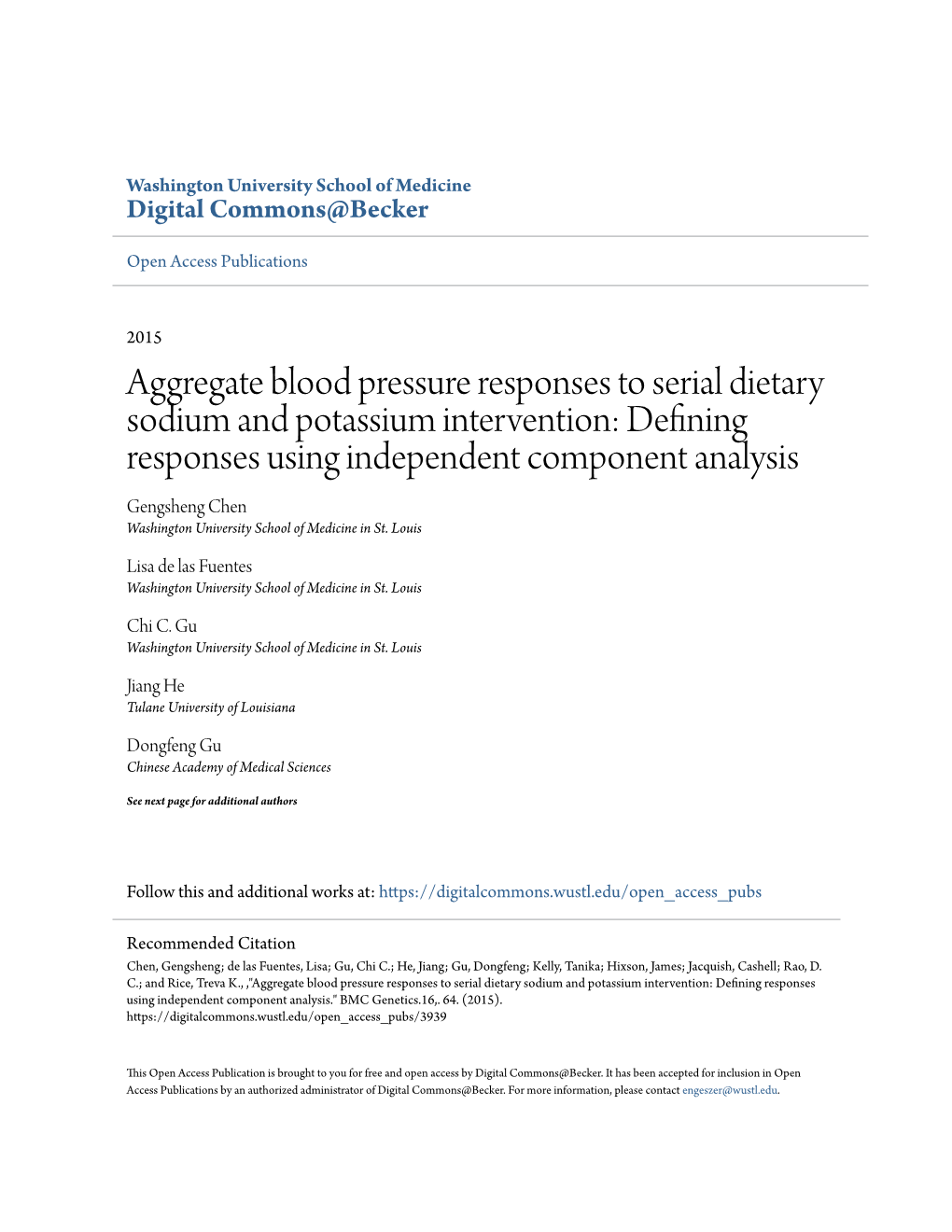 Aggregate Blood Pressure Responses To