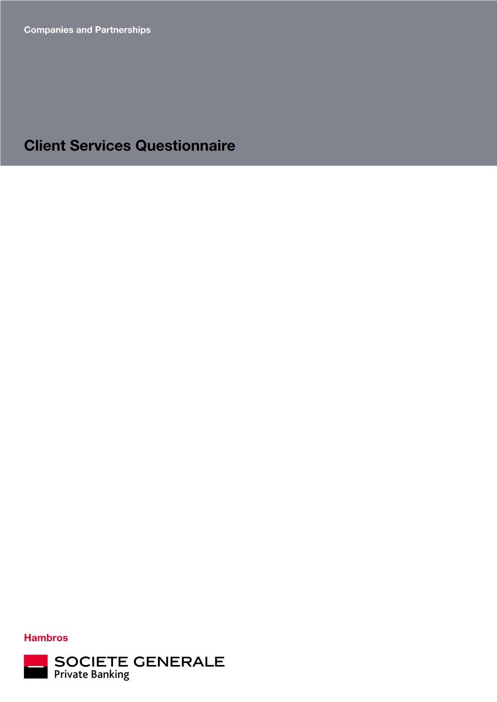 Client Services Questionnaire