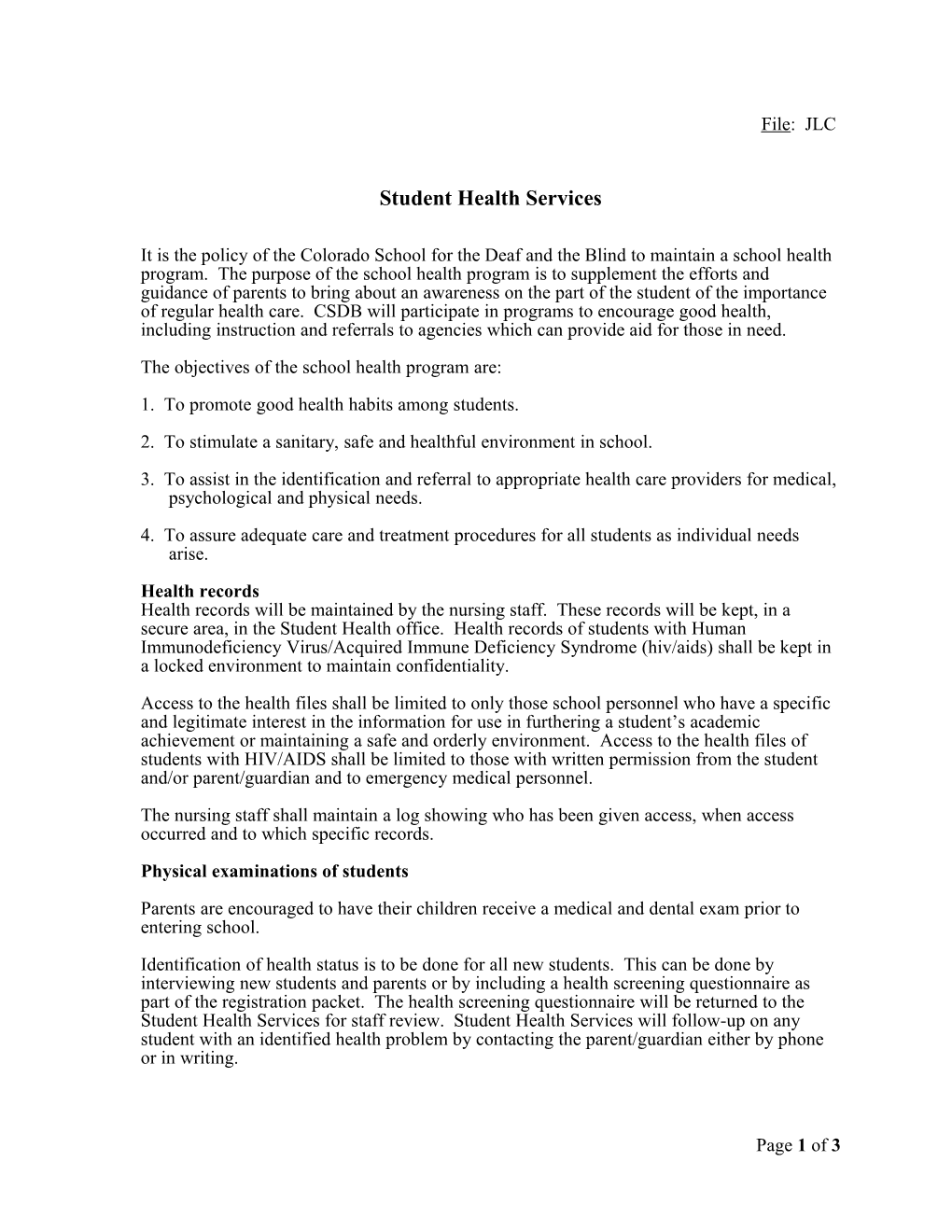 Student Health Services