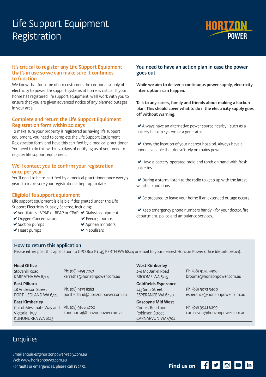 Life Support Equipment Registration