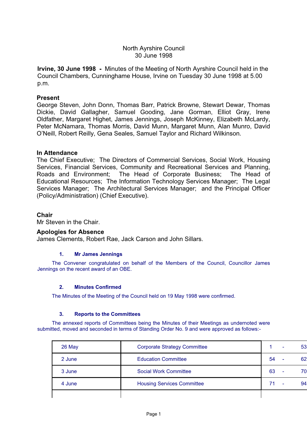 Committee Minutes