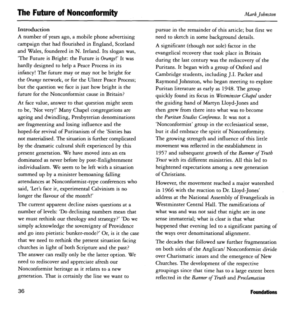 The Future of Nonconformity Mark]Ohnston