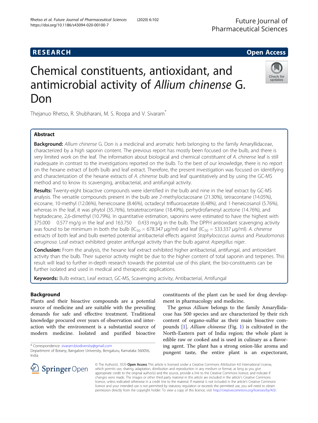Chemical Constituents, Antioxidant, and Antimicrobial Activity of Allium Chinense G