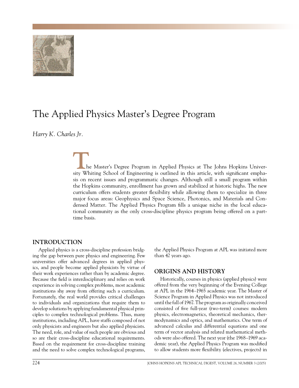 The Applied Physics Master's Degree Program