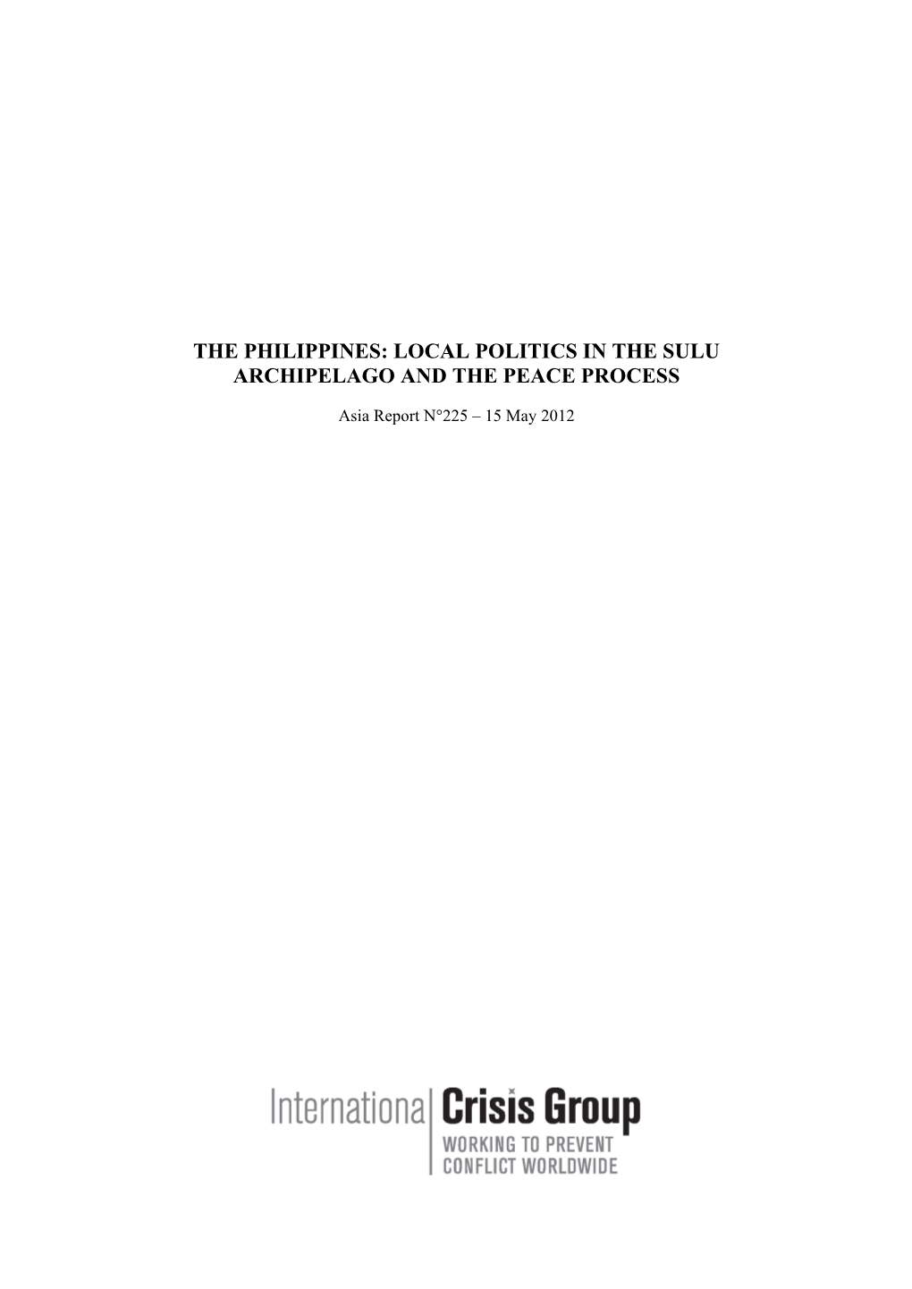 The Philippines: Local Politics in the Sulu Archipelago and the Peace Process