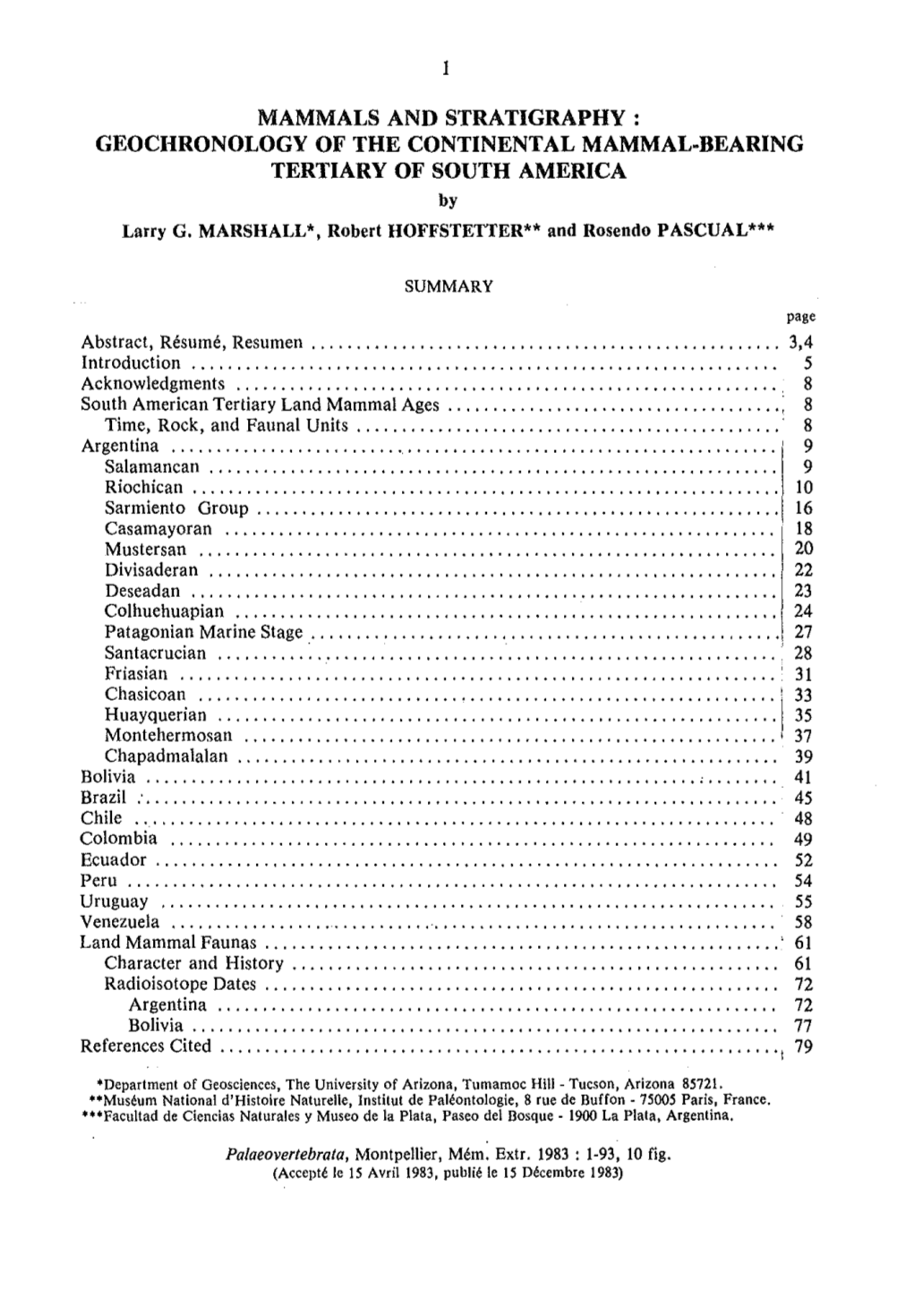 Mammals and Stratigraphy