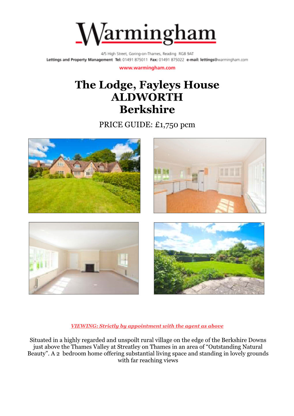 The Lodge, Fayleys House ALDWORTH Berkshire