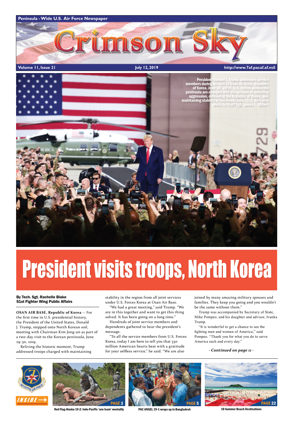 President Visits Troops, North Korea