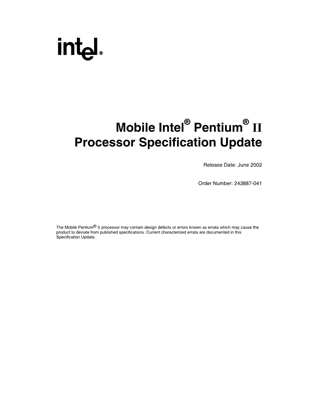 Intel's Mobile Pentium II Specifications