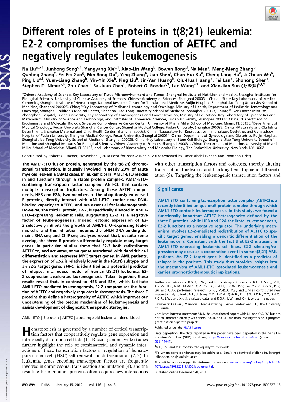 E2-2 Compromises the Function of AETFC and Negatively Regulates Leukemogenesis