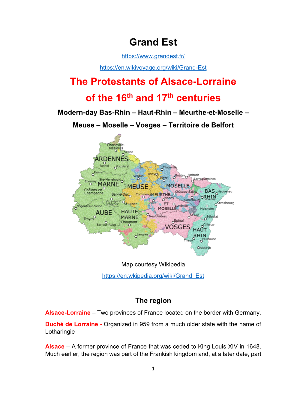 Grand Est the Protestants of Alsace-Lorraine of the 16Th And