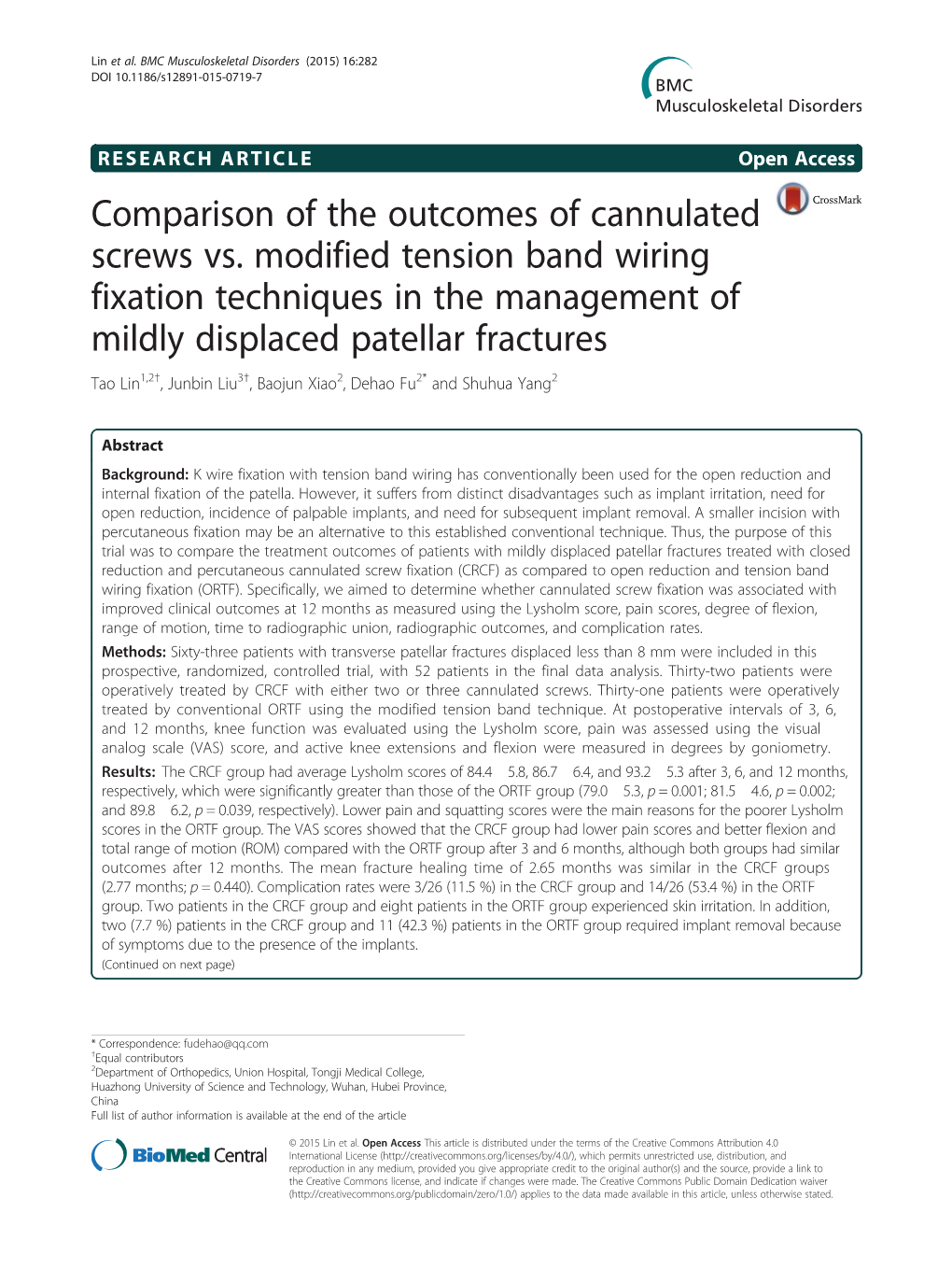 Comparison of the Outcomes of Cannulated Screws Vs. Modified
