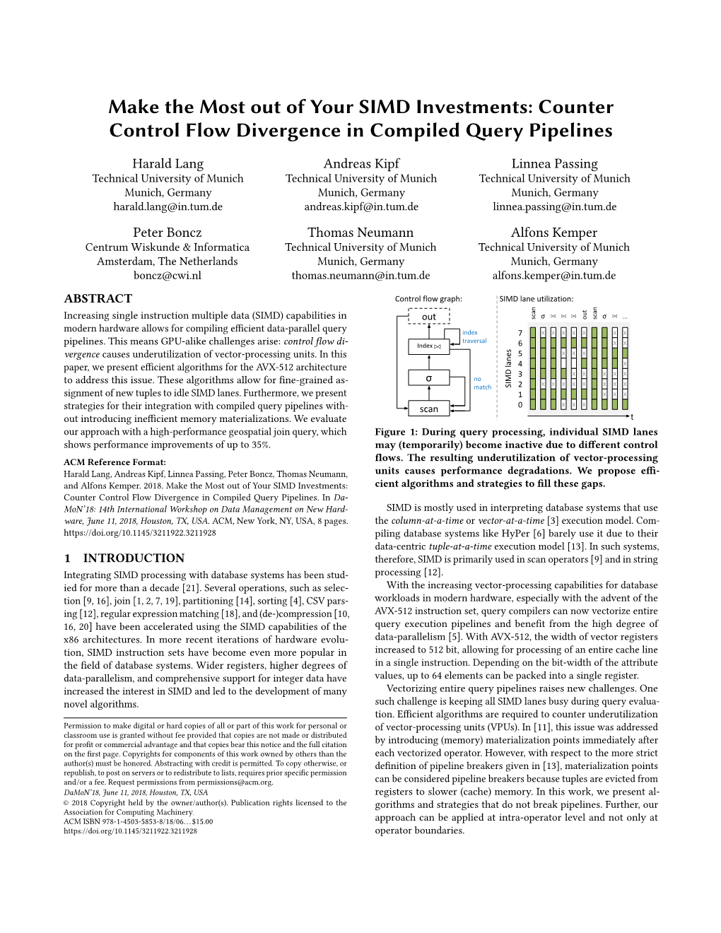 Counter Control Flow Divergence in Compiled Query Pipelines