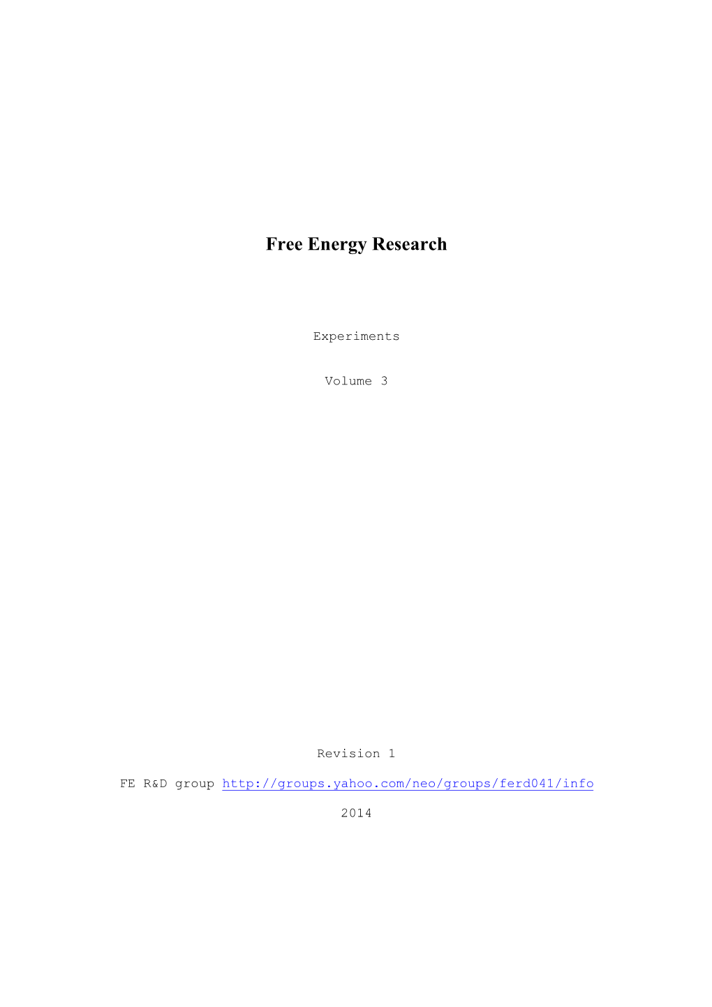 Free Energy Research