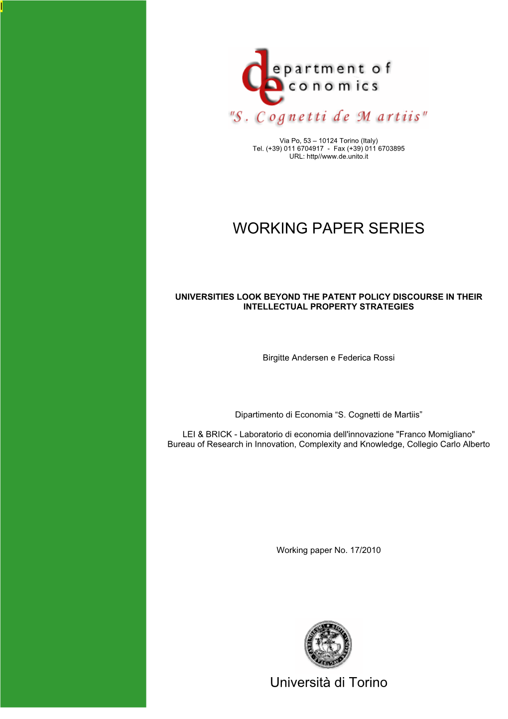 Working Paper Series