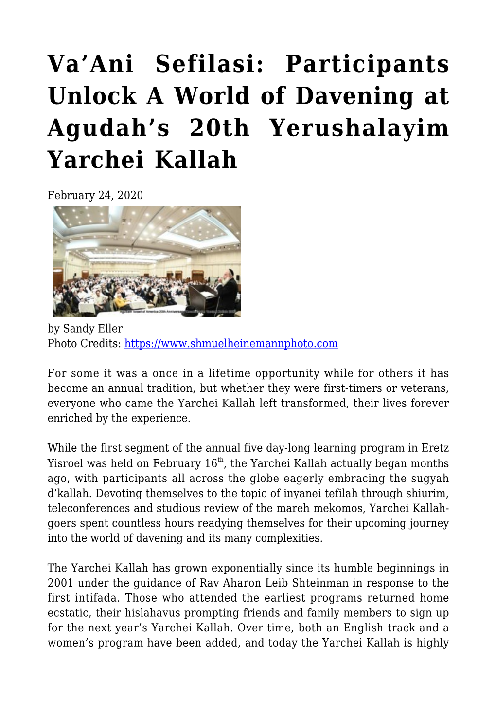 Va'ani Sefilasi: Participants Unlock a World of Davening at Agudah's 20Th Yerushalayim Yarchei Kallah