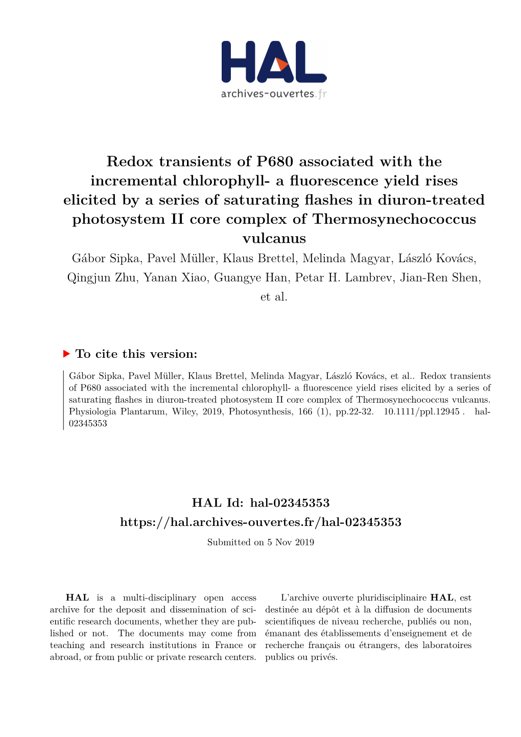 Redox Transients of P680 Associated with the Incremental Chlorophyll