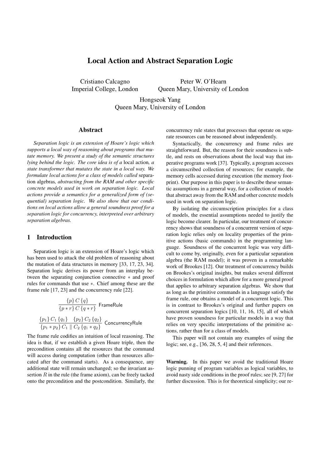 Local Action and Abstract Separation Logic