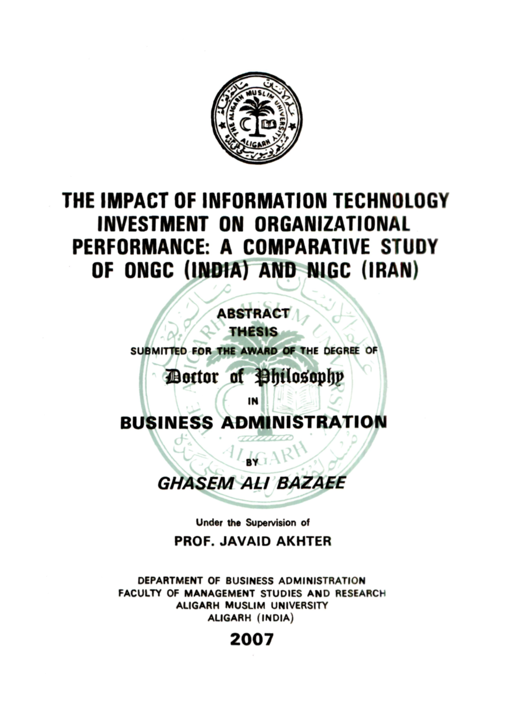 A Comparative Study of Ongc (India) and Nigc (Iran)