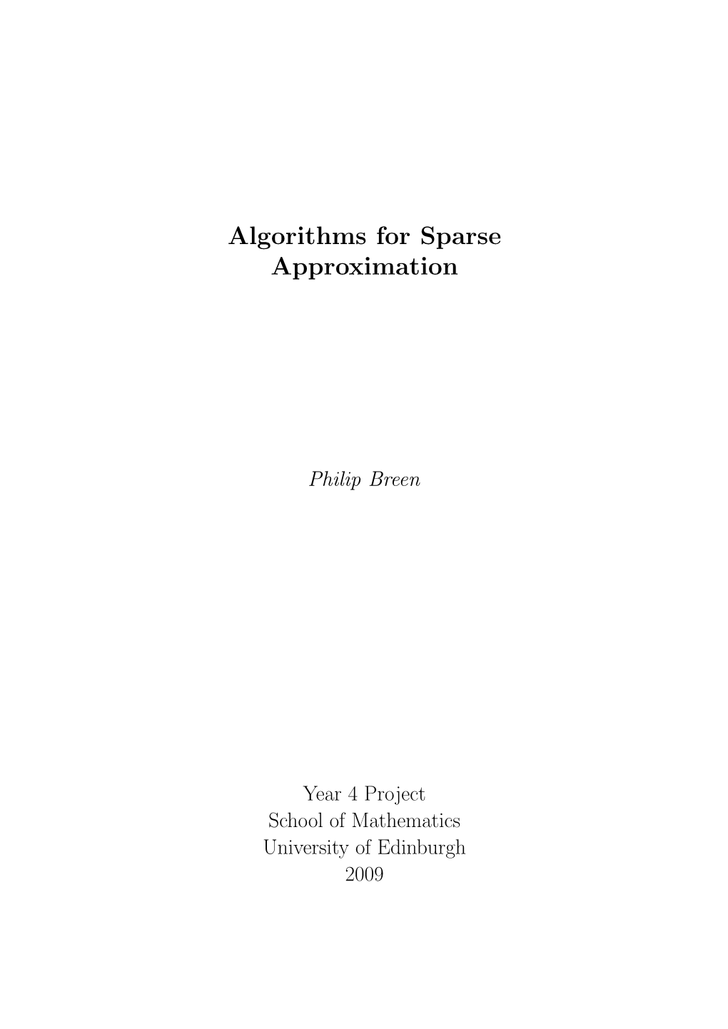 Algorithms for Sparse Approximation