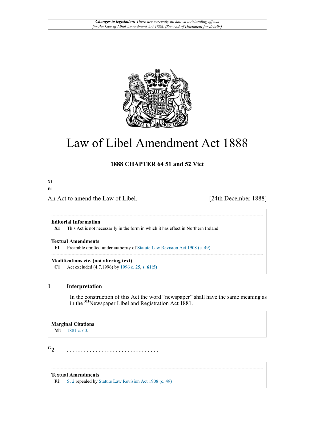 Law of Libel Amendment Act 1888