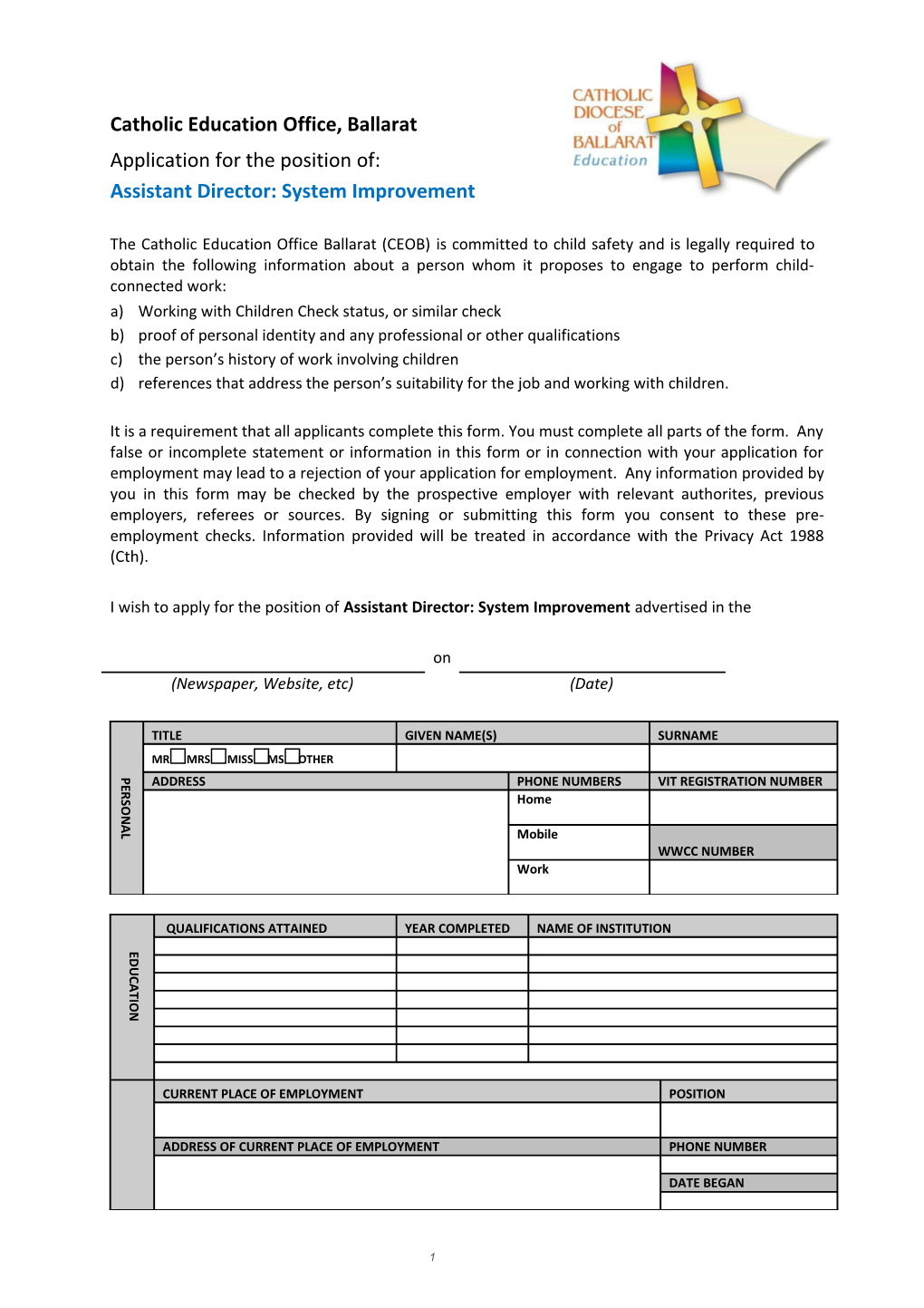 Application for Employment Teaching Position s4