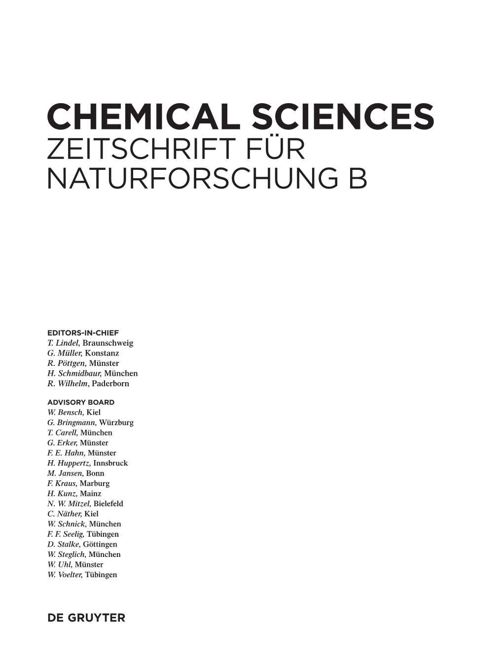 Chemical Sciences Zeitschrift Für Naturforschung B