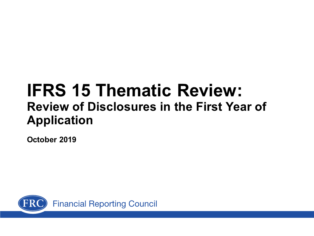 IFRS 15 Thematic Review: Review of Disclosures in the First Year of Application