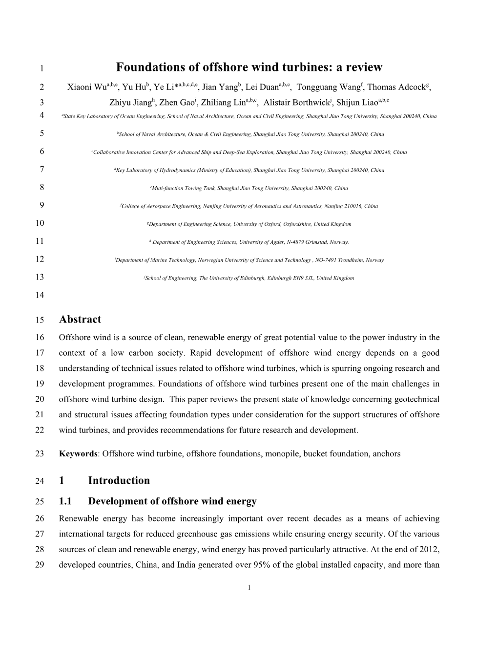 Foundations of Offshore Wind Turbines: a Review